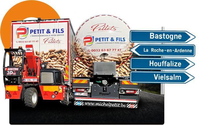Camion livraison pellet vrac et sac Bastogne Vielsalm La Roche Houffalize
